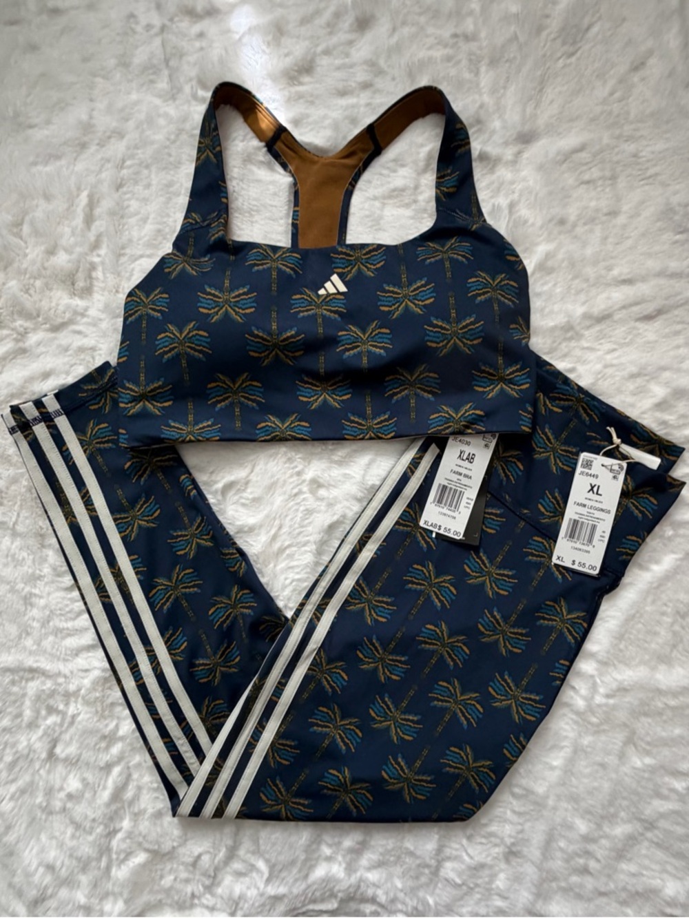 NWT Adidas x Farm Rio Medium-Support Bra & Matching 7/8 Tights, XL